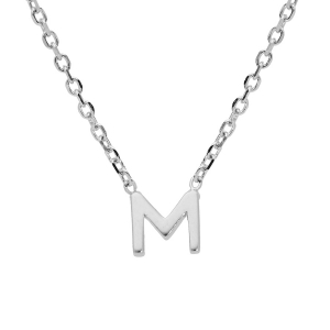 COLLIER ARGENT RHODIÉ PENDENTIF HAUTEUR 5 MM PETITE INITIALE  M   38+5CM