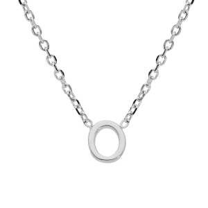 COLLIER ARGENT RHODIÉ PENDENTIF INITIALE  O  38+5CM
