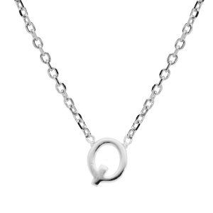 COLLIER ARGENT RHODIÉ PENDENTIF HAUTEUR 5 MM PETITE  INITIALE  Q   38+5CM