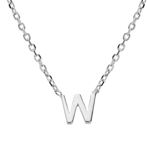 COLLIER ARGENT RHODIÉ PENDENTIF HAUTEUR 5 MM PETITE INITIALE  W   38+5CM