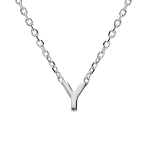 COLLIER ARGENT RHODIÉ PENDENTIF INITIALE  Y    38+5CM