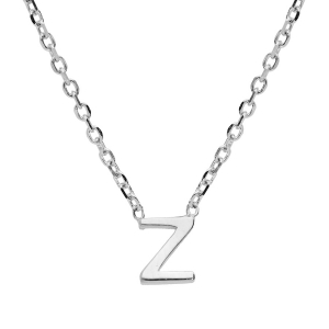 COLLIER ARGENT RHODIÉ PENDENTIF INITIALE  Z  38+5CM