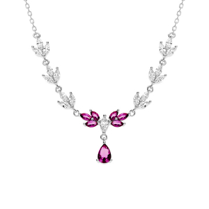 COLLIER ARGENT RHODIÉ OXYDES ROUGE ET BLANC 42+3CM