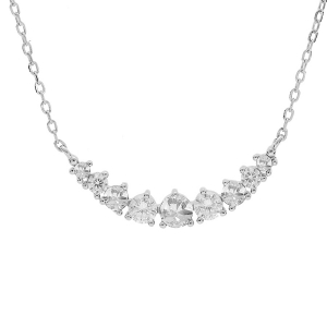 COLLIER ARGENT RHODIÉ ARRONDI OXYDES BLANCS SERTIS 42+3CM