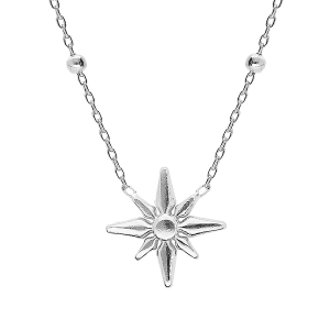 COLLIER ARGENT RHODIÉ BOULES PETITE ETOILE 42+2,5CM