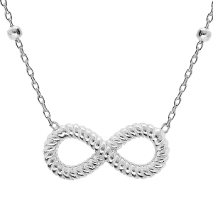 COLLIER ARGENT RHODIÉ BOULES ET INFINI 40+5CM