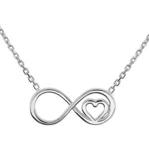COLLIER ARGENT RHODIÉ 3 MOTIF INFINI ET COEUR 42+3CM