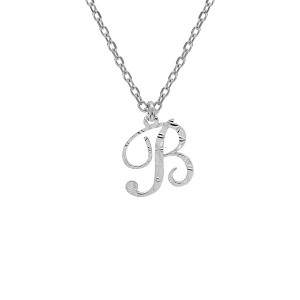 COLLIER ARGENT RHODIÉ PENDENTIF LETTRE ANGLAISE  B  DIAMANTÉ 40+4CM