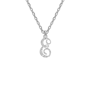 COLLIER ARGENT RHODIÉ PENDENTIF LETTRE ANGLAISE  E  DIAMANTÉ 40+4CM