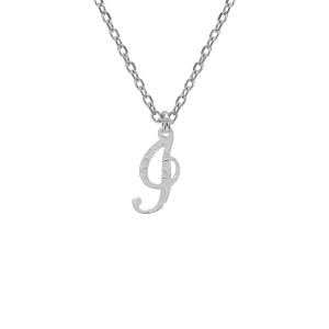 COLLIER ARGENT RHODIÉ PENDENTIF LETTRE ANGLAISE  I  DIAMANTÉ 40+4CM