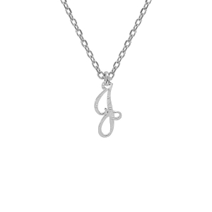 COLLIER ARGENT RHODIÉ PENDENTIF LETTRE ANGLAISE  J  DIAMANTÉ 40+4CM