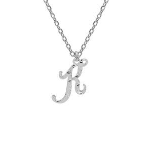 COLLIER ARGENT RHODIÉ PENDENTIF LETTRE ANGLAISE  K  DIAMANTÉ 40+4CM