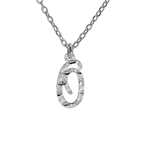 COLLIER ARGENT RHODIÉ PENDENTIF LETTRE ANGLAISE  O  DIAMANTÉ 40+4CM
