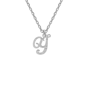 COLLIER ARGENT RHODIÉ PENDENTIF LETTRE ANGLAISE  Y  DIAMANTÉ 40+4CM