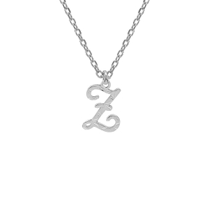 COLLIER ARGENT RHODIÉ PENDENTIF LETTRE ANGLAISE  Z  DIAMANTÉ 40+4CM