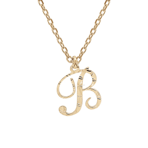COLLIER ARGENT ET DORURE JAUNE PENDENTIF LETTRE ANGLAISE  B  DIAMANTÉ 40+4CM