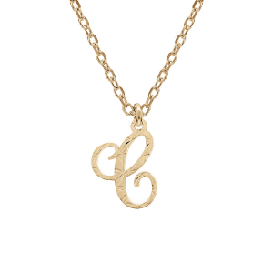 COLLIER ARGENT ET DORURE JAUNE PENDENTIF LETTRE ANGLAISE  C  DIAMANTÉ 40+4CM