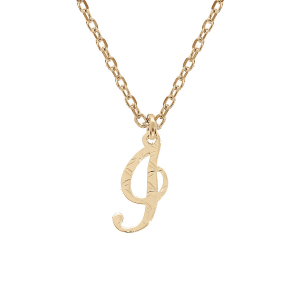 COLLIER ARGENT ET DORURE JAUNE PENDENTIF LETTRE ANGLAISE  I  DIAMANTÉ 40+4CM