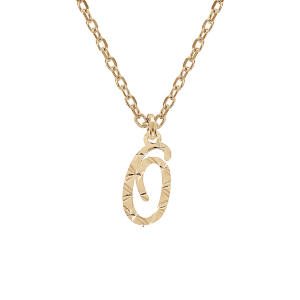 COLLIER ARGENT ET DORURE JAUNE PENDENTIF LETTRE ANGLAISE  O  DIAMANTÉ 40+4CM