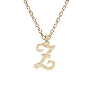COLLIER ARGENT ET DORURE JAUNE PENDENTIF LETTRE ANGLAISE Z  DIAMANTÉ 40+4CM