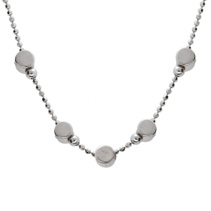 COLLIER ARGENT RHODIÉ BOULES 38+5CM