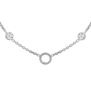 COLLIER ARGENT RHODIÉ CERCLES AVEC OXYDES BLANCS SERTIS 41+3CM