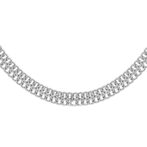 COLLIER ARGENT RHODIÉ MAILLE PLATE 40+4CM