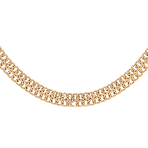 COLLIER ARGENT ET DORURE JAUNE MAILLE PLATE 42CM