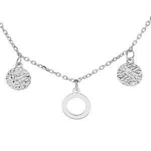 COLLIER ARGENT RHODIÉ RONDELLES EVIDEES ET PASTILLES DIAMANTEES 40+4CM