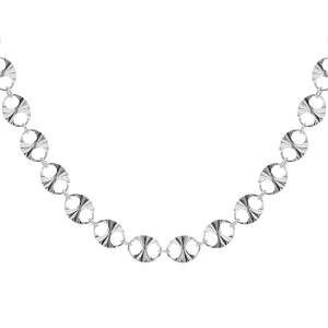 COLLIER ARGENT RHODIÉ PASTILLE DIAMANTÉ  42+3CM