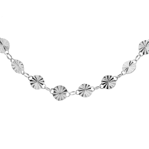 COLLIER ARGENT RHODIÉ PASTILLES DIAMANTES 40+4CM