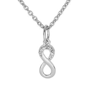 COLLIER ARGENT PLATINÉ PENDENTIF INFINI OXYDES BLANCS SERTIS 38+5CM