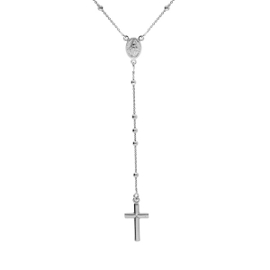 COLLIER ARGENT RHODIÉ CHAPELET 44+3CM