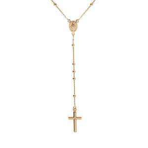 COLLIER ARGENT DORURE JAUNE CHAPELET 44+3CM