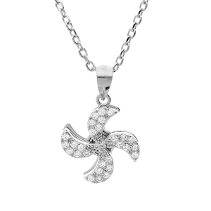 COLLIER ARGENT RHODIÉ HÉLICE (QUI TOURNE) OXYDES BLANCS SERTIS 40+3CM