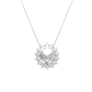 COLLIER ARGENT RHODIÉ PENDENTIF ROYALE  OXYDE  BLANC (10 MM X 12 MM) 42+3CM
