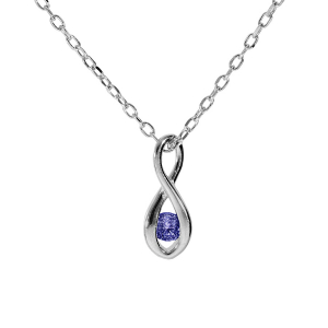 COLLIER ARGENT RHODIÉ PENDENTIF INFINI OXYDE BLEU FONCÉ  40+4CM