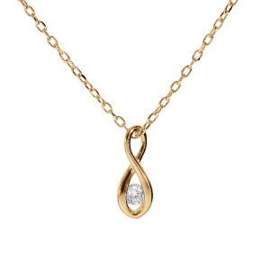 COLLIER ARGENT DORÉ PENDENTIF INFINI OXYDE BLANC 40+4CM