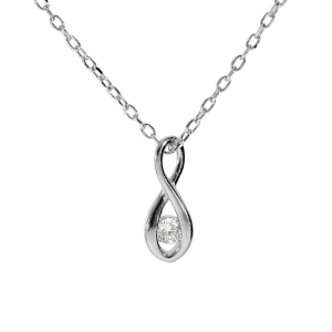 COLLIER ARGENT RHODIÉ PENDENTIF INFINI OXYDE BLANC 40+4CM