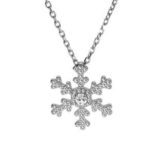 COLLIER ARGENT RHODIÉ FLOCON DE NEIGE 42+3CM
