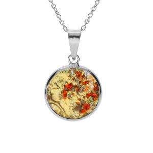 COLLIER ARGENT RHODIÉ PENDENTIF ROND 15MM MURANO VERITABLE BOREALE  40+5CM