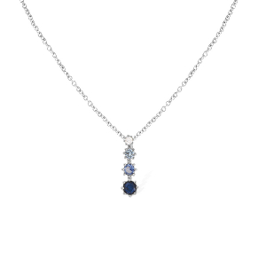 COLLIER ARGENT RHODIÉ PENDANT DEGRADÉ OXYDES BLEU 42+3CM