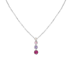 COLLIER ARGENT RHODIÉ PENDANT OXYDES DEGRADÉS ROSES  42+3CM