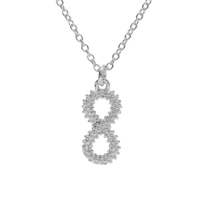 COLLIER ARGENT RHODIÉ CLAIRE PENDENTIF INFINI EVIDÉ PERLÉ  40+5CM