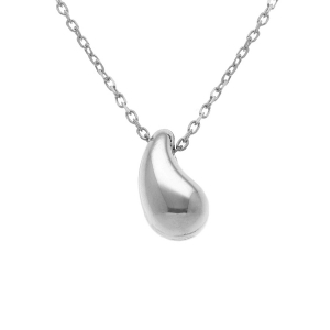 COLLIER ARGENT RHODIÉ PETITE GOUTTE  INCURVÉE 13MM 40+5CM
