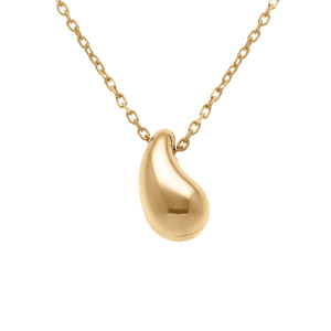 COLLIER ARGENT DORÉ PETITE GOUTTE  INCURVÉE 13MM 40+5CM