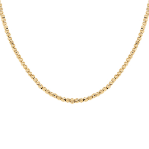 COLLIER ARGENT DORÉ BOULES DIAMANTÉES 38+5CM