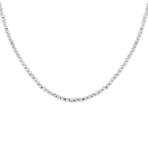 COLLIER ARGENT BOULES DIAMANTÉES 38+5CM