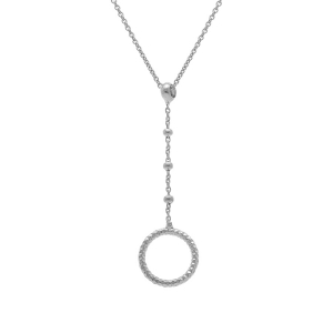 COLLIER ARGENT RHODIÉ FORME CRAVATE AVEC CERCLE 40+5CM