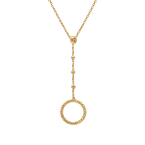 COLLIER ARGENT DORÉ FORME CRAVATE AVEC CERCLE 40+5CM